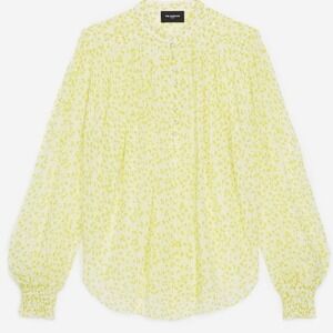 The Kooples -1820 NWT Floral Blouse‎ Long Sleeve Top White Yellow Size 1 / Small